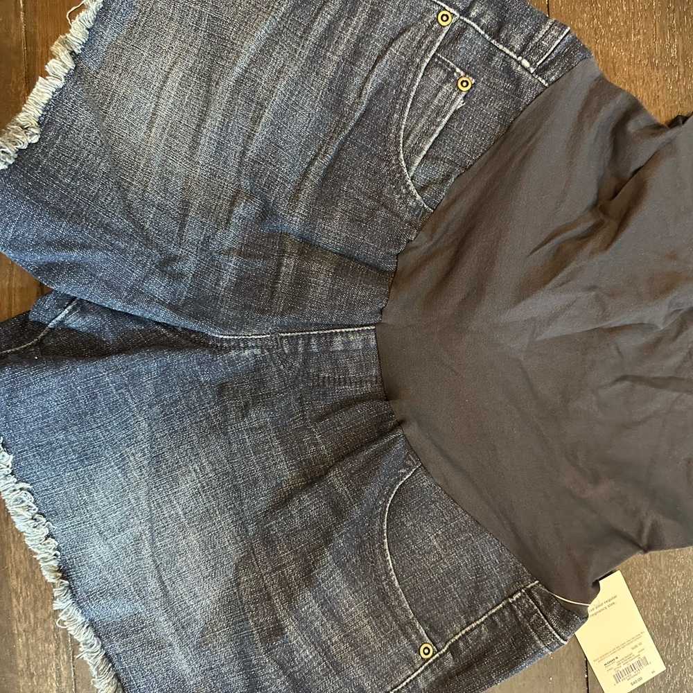 a:glow Blue Jean Shorts with Frayed Edges